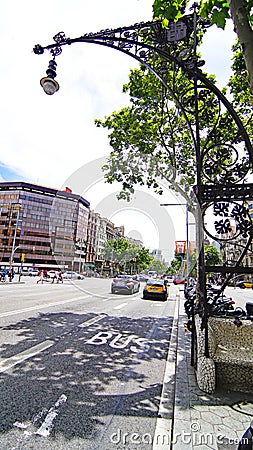 Modernist lamppost of Paseo de Gracia in Barcelona Stock Photo