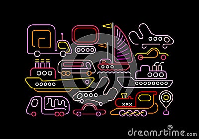 Modes of Transportation Vector Illustration