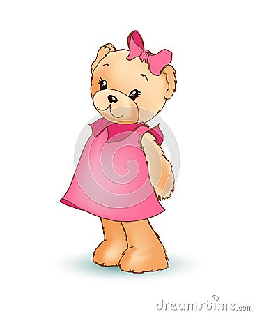 Modest Female Teddy Bear, Vector Illustration Vector Illustration