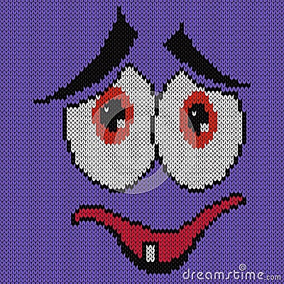 Modest knitting grimace Vector Illustration