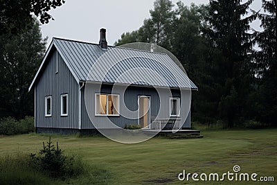 Modest Simple gray house. Generate Ai Stock Photo