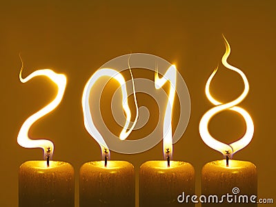 Happy new year 2018 - candles Stock Photo