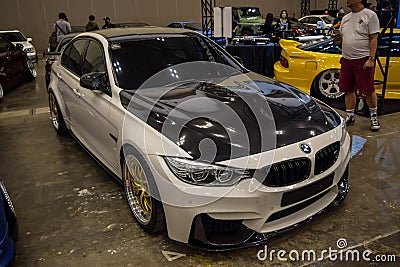 Modified white BMW 335i F30 in The Elite showcase Editorial Stock Photo