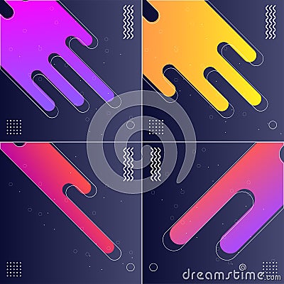 Modish Backgrounds with Designed Shapes Pack of 4 Vector Illustrations Vector Illustration