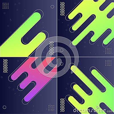 Modish Backgrounds with Designed Shapes Pack of 4 Vector Illustrations Vector Illustration