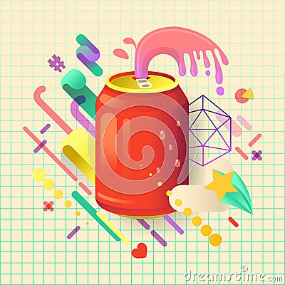 Modish Style Abstract Poster with Jar. Modern Design Composition Vector Illustration