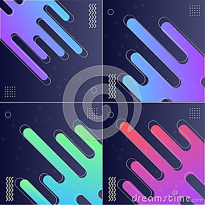 Modish Style Abstractions in Color Pack of 4 Vector Illustrations Vector Illustration