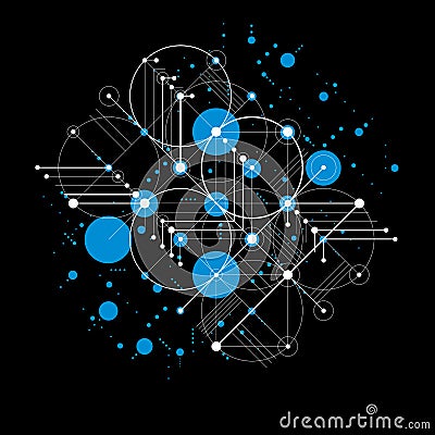 Modular Bauhaus blue and black vector background, created from s Vector Illustration