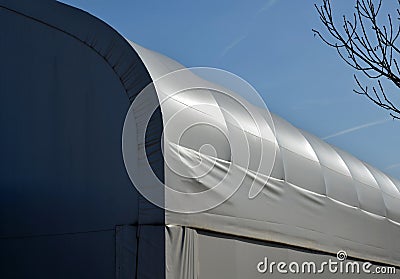 modular housing in stacked container cells. each module has a Stock Photo