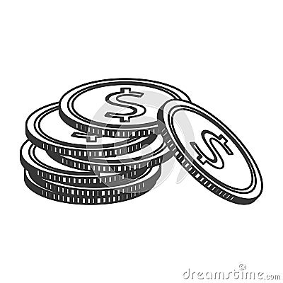 moeny coin pile business finance Cartoon Illustration