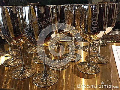 A Moet Chandon Champagne Bottle on a Bar Editorial Stock Photo