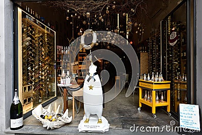 Moet & Chandon Champagne Shop, Lucca, Tuscany, Italy Editorial Stock Photo