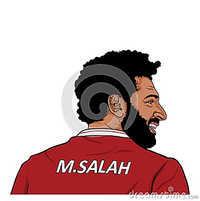 Mohamed Salah, Mo Salah Portrait Illustration, Flat Vector Design Vector Illustration