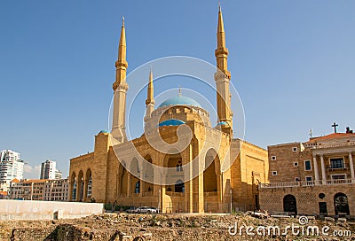 The Mohammad Al-Amin Mosque, Beirut. Lebanon Editorial Stock Photo