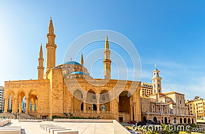 Mohammad Al-Amin Mosque and Saint Georges Maronite cathedral in the center of Beirut, Lebanon Stock Photo