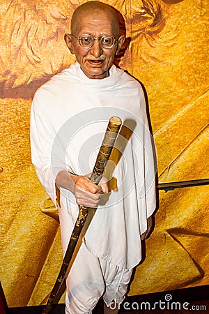 Mahatma Gandhi wax statue Madame Tussaud`s Amsterdam Editorial Stock Photo