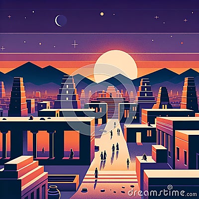 Mohenjo-Daro Dusk Illustration Cartoon Illustration