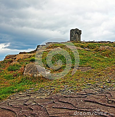 Moher Tower at Hags Head along the Cliffs of Moher Stock Photo