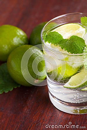 Mohito cocktail with lime and mint Stock Photo