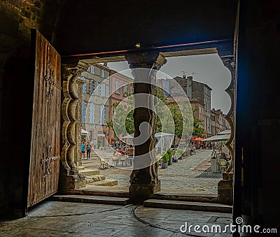 Main entrance of abbey in Moissac Editorial Stock Photo