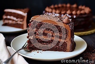 Moist Homemade chocolate cake. Generate Ai Stock Photo