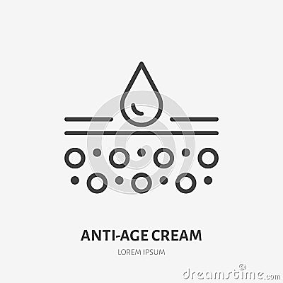 Moisture line icon, vector pictogram of moisturizing cream. Skincare illustration, sign for cosmetics packaging Vector Illustration