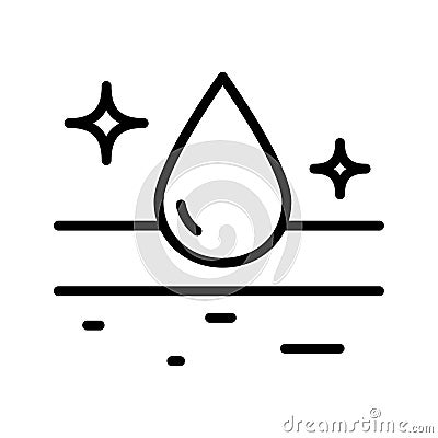 Skin Layer Absorb Water Drop Outline Icon. Moisture Skin Line Icon. Anti Dry Skincare. Moisturizing Face and Body Skin Linear Vector Illustration