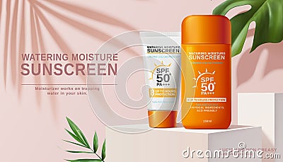 Moisture sunscreen ads Vector Illustration