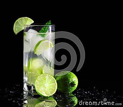 Mojito cocktail with fresh limes Stock Photo