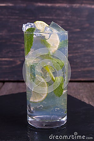 Mojito cocktail with lime and ice Stock Photo