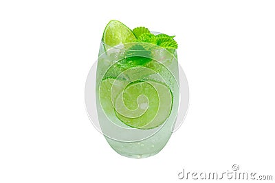 Mojito cocktail with lime and mint in glass for hot summer days and good for health Stock Photo