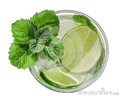 Mojito cocktail, top view, paths Stock Photo