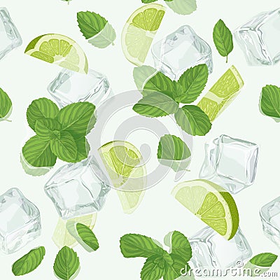 Mojito cocktail seamless pattern Vector Illustration