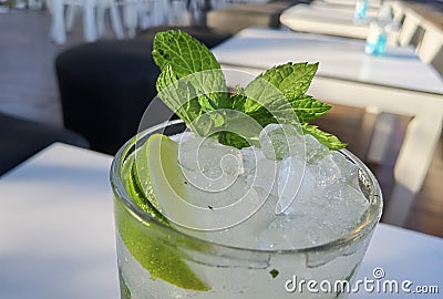 Mojito drik with ice and mint green leaf summer holidays Stock Photo