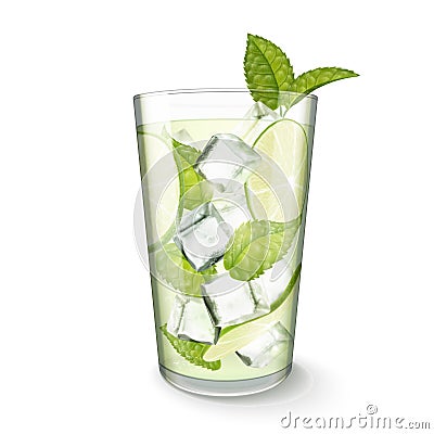 Mojito drink in glass cup Vector Illustration