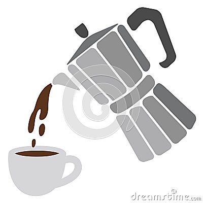 Moka pot and cup of coffee Vector Illustration