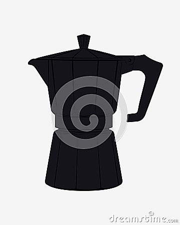 Moka Pot Vector Silhouette. Traditional Italian Coffee Maker Vector Illustration