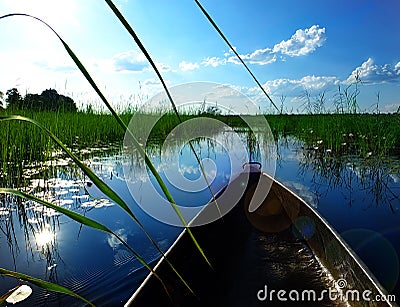 Mokoro canoe trip Stock Photo