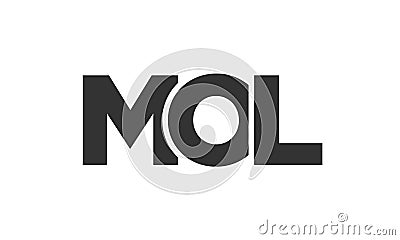 MOL logo design template with strong and modern bold text. Initial based vector logotype featuring simple and minimal typography. Vector Illustration
