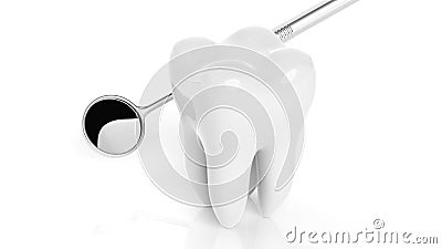 Molar tooth with dental mirror Stock Photo