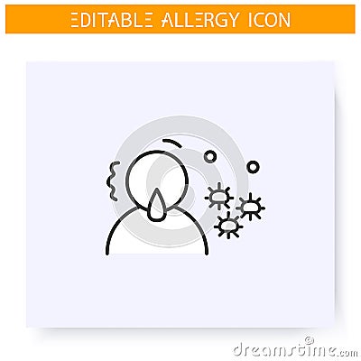 Mold allergy line icon. Editable illustration Vector Illustration