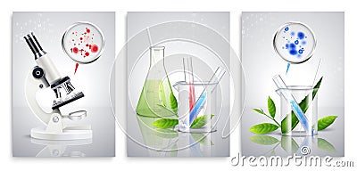 Mold Fungus Bacteria Cards Vector Illustration