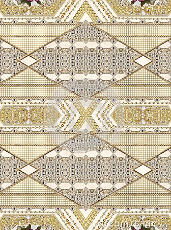 Geometric embroidery gold white luxury Stock Photo
