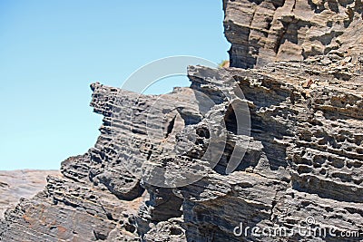 POROUS ROCK IN LAYERS Stock Photo