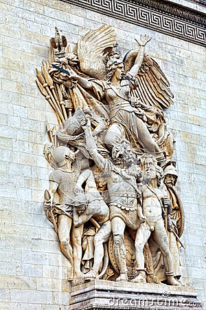 Moldings on the Arc de Triomphe. Paris. France. Stock Photo