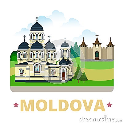 Moldova country design template Flat cartoon style Cartoon Illustration