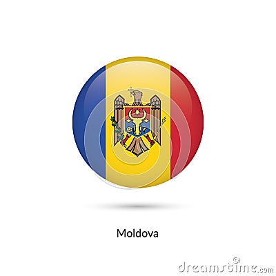 Moldova flag - round glossy button Vector Illustration