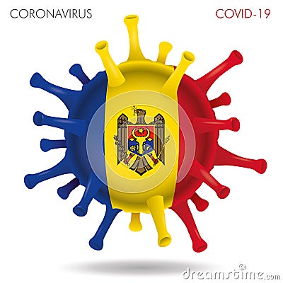 Moldova flag in virus shape Vector Illustration