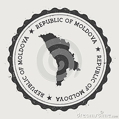 Moldova, Republic of hipster round rubber stamp. Vector Illustration