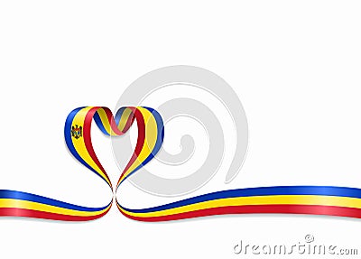 Moldovan flag heart-shaped ribbon. Vector illustration. Vector Illustration